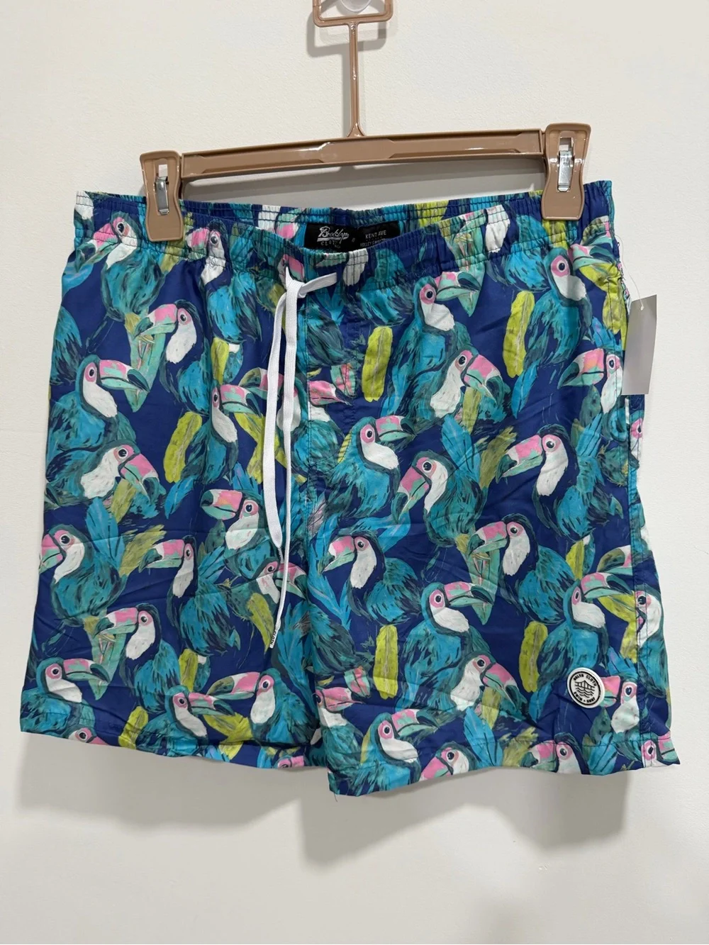men's Brooklyn Cloth Kent Ave Volley Swim Trunks in size L, featuring a vibrant,